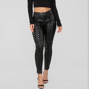 Faux Leather Lace Up Pants